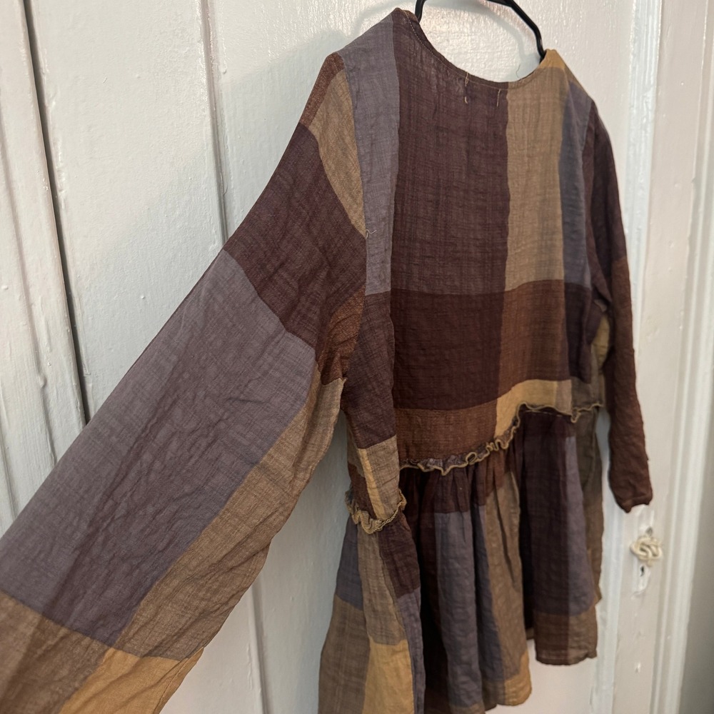 Maximalist Boho Rustic Patchwork Tiered Top Brown… - image 7